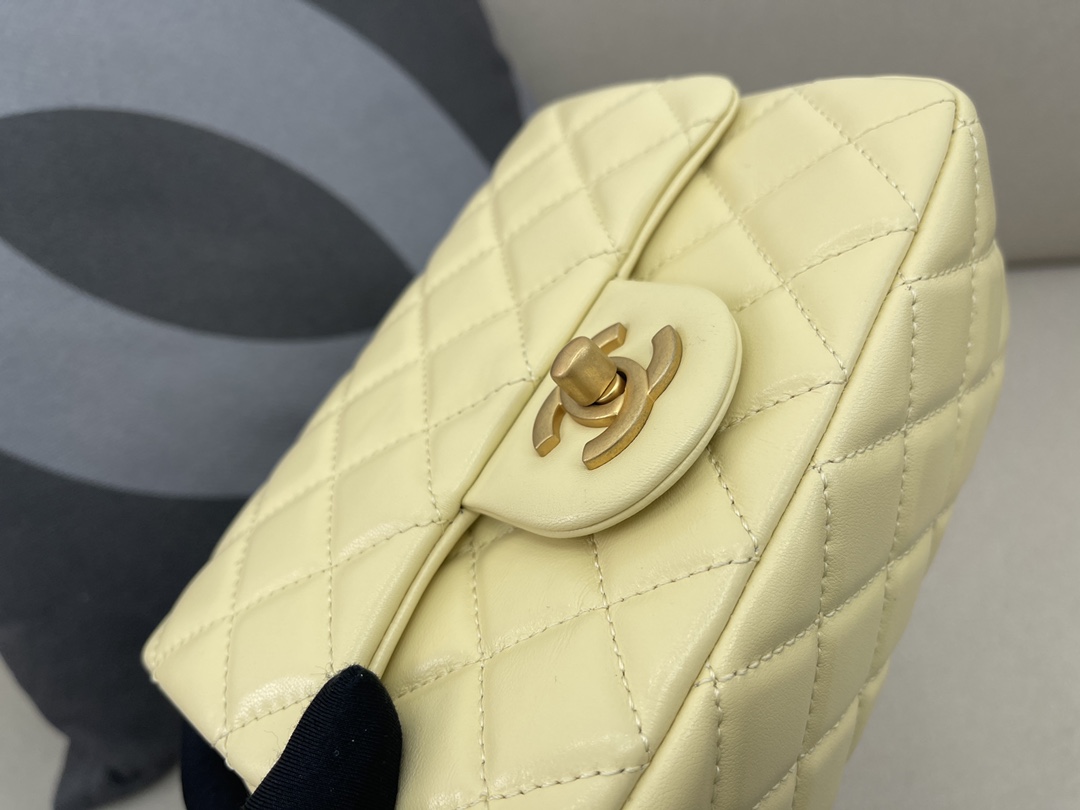 Mini Classic Flap Lambskin Bag AS1786 Light Yellow/Gold